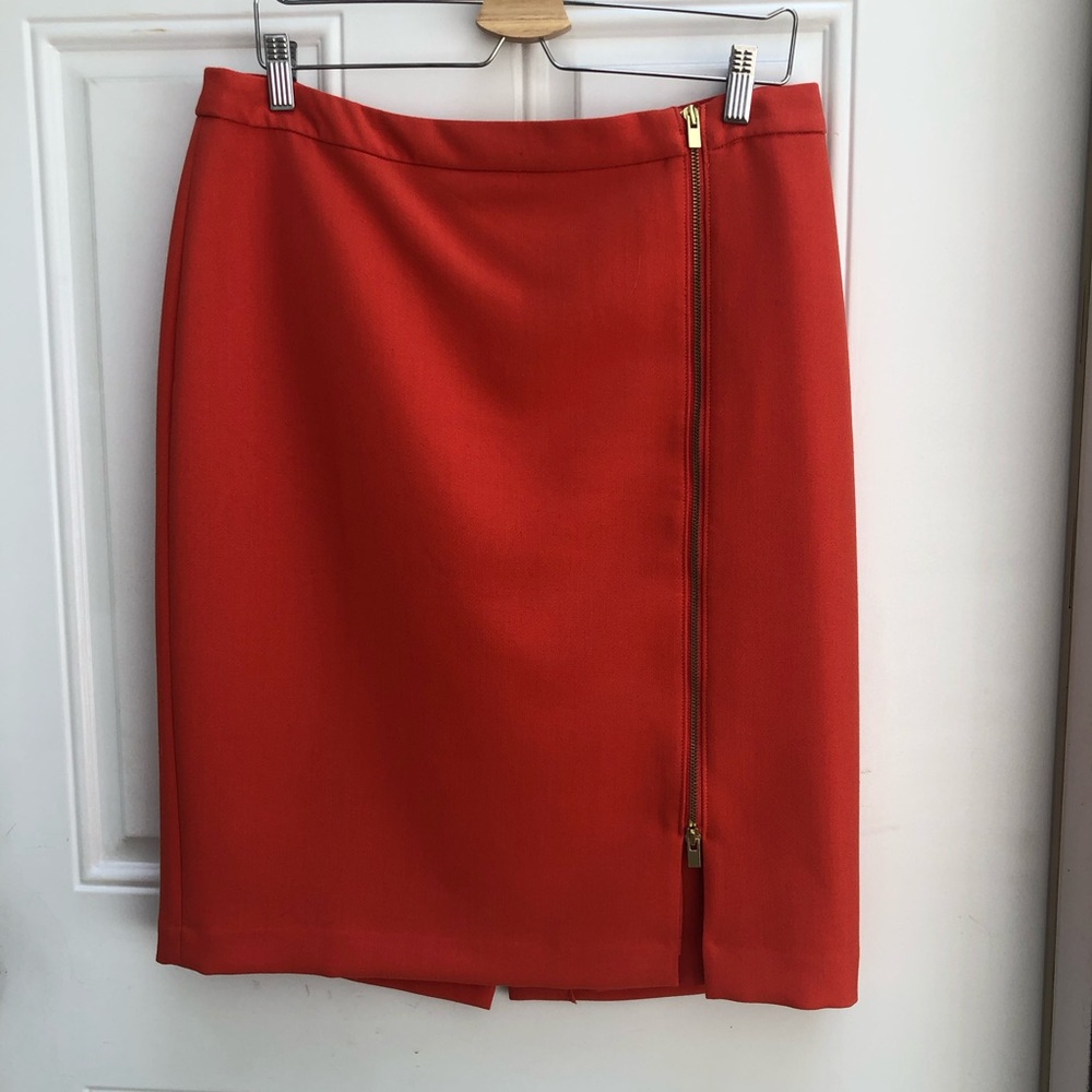 Talbots Orange Zip-Front Pencil Skirt